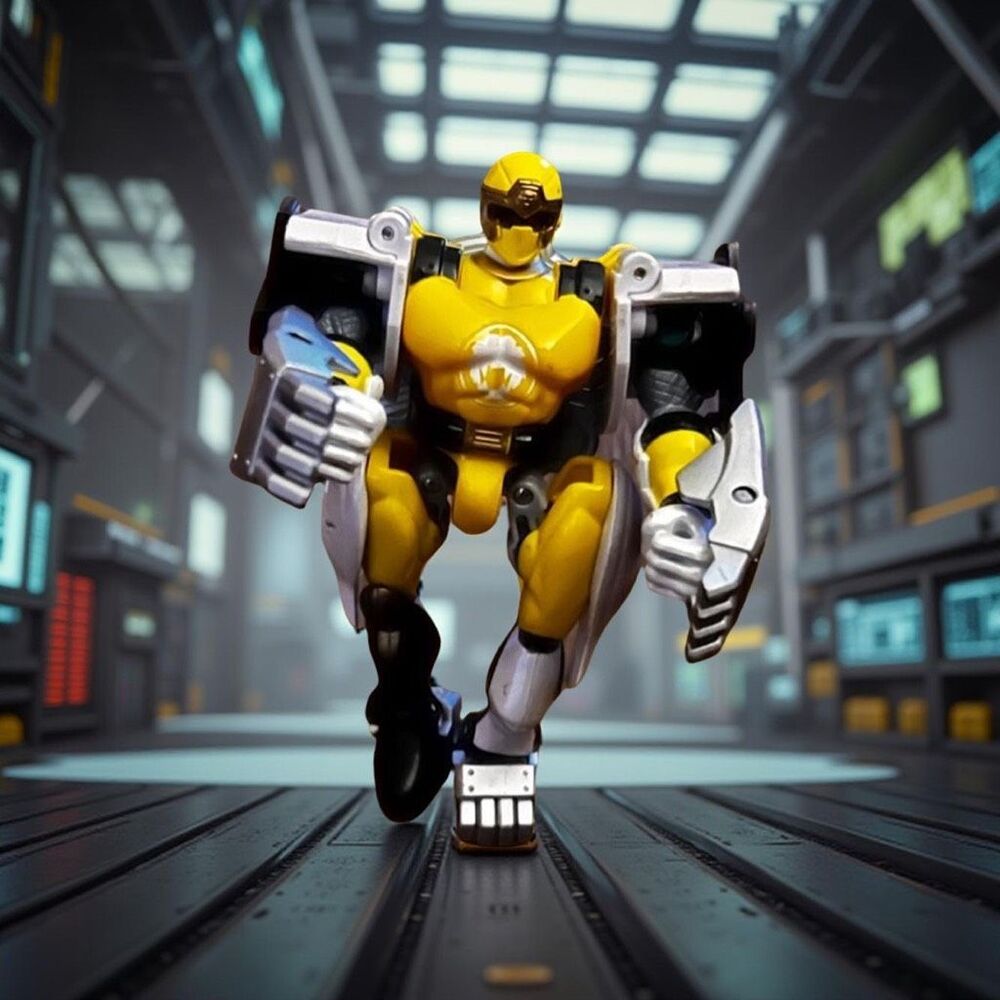 2002 Ninja Storm Power Rangers Yellow Wind Triple Zord Morphin Ranger Bandai B5